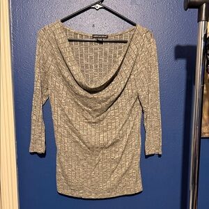 American Dream Light Gray Cowl Neck Knit Sweater